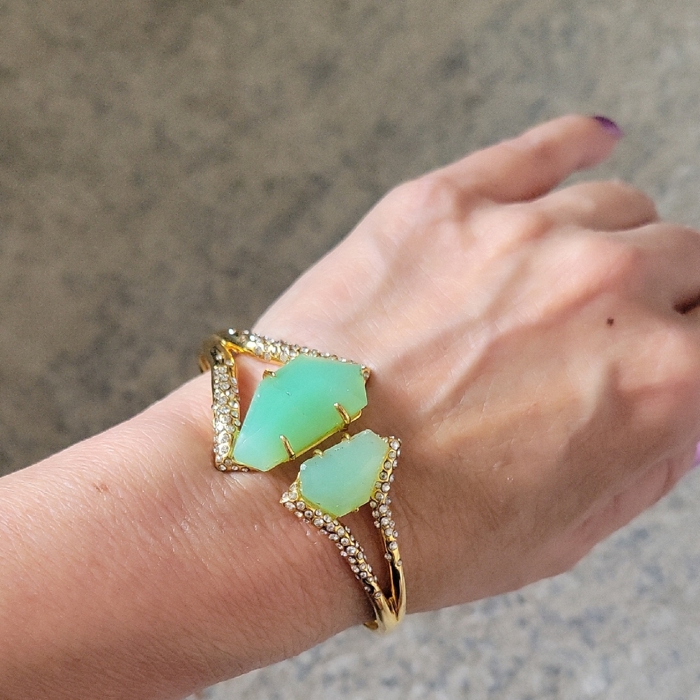 Alexis Bittar Gold and Green Geometric Bracelet